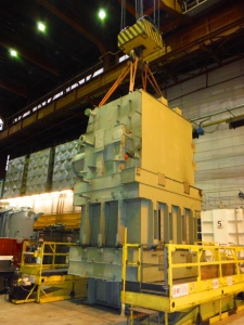 Expertise and repair (partial rewinding) in the repairshop, transport, installation and commissioning on site of a Shell type transformer